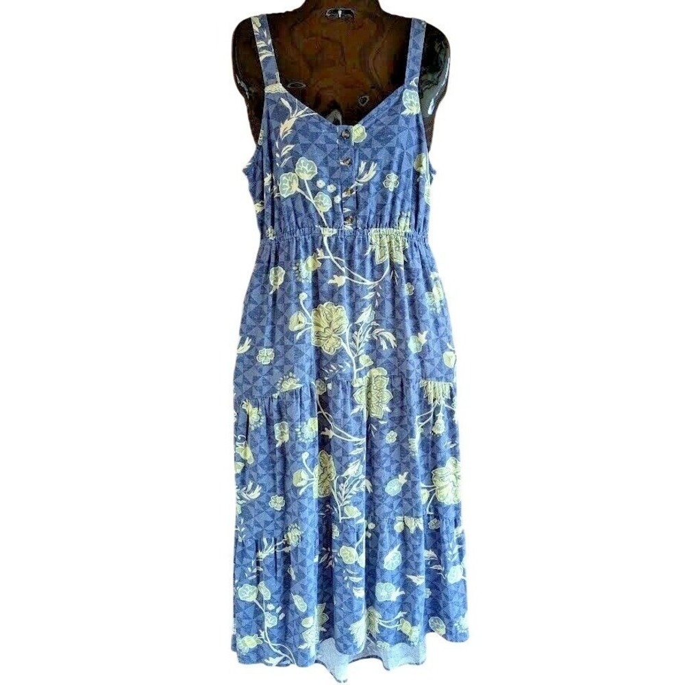 Sonoma Maxi Sun Dress S New Floral Linen Blend Flowy Tiered Resort Beachy Boho